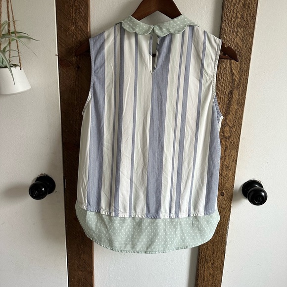 Faith & Joy Women’s Small Striped Sleeveless Top with Peter Pan Collar VTG style - Picture 15 of 16